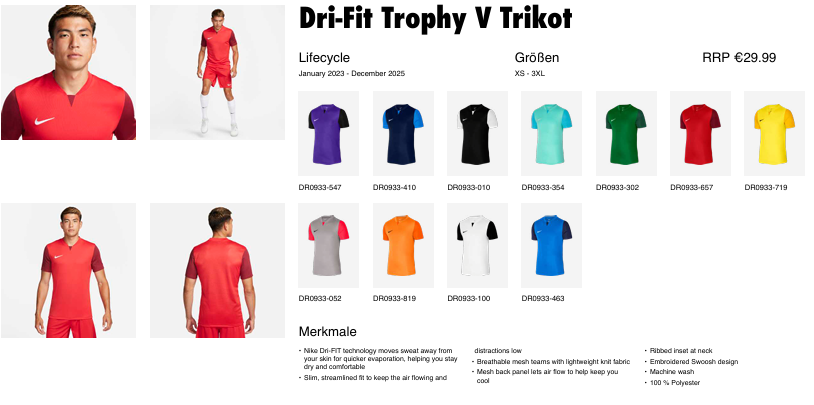 Dri-Fit Trophy V Trikot