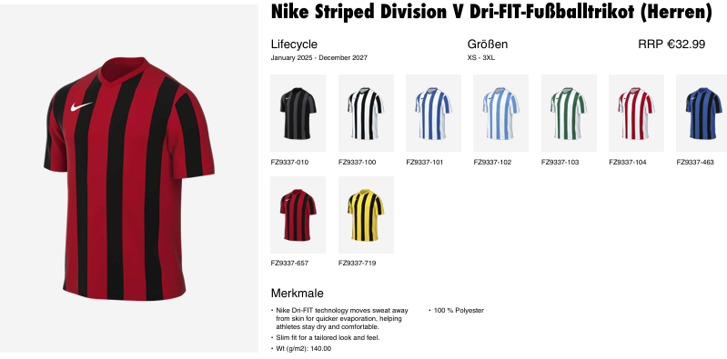 Nike Striped Division V Dri-FIT-Fußballtrikot (Herren)