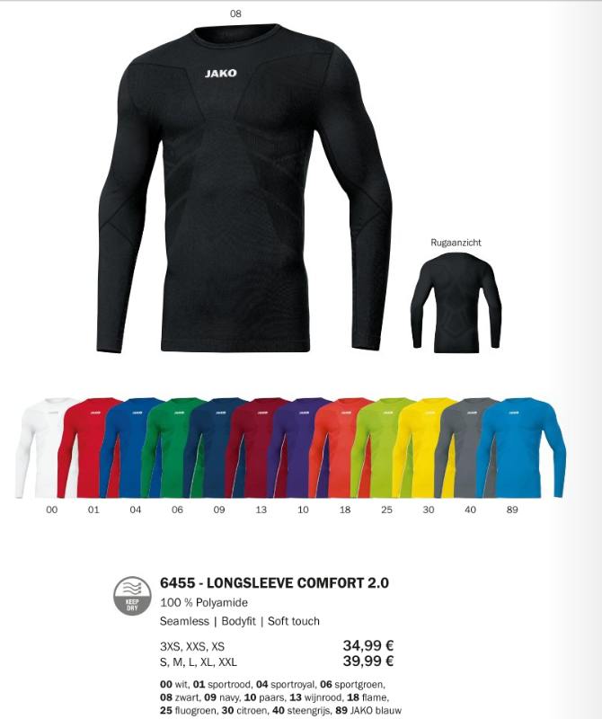 Jako longsleeve comfort 2,0 senior